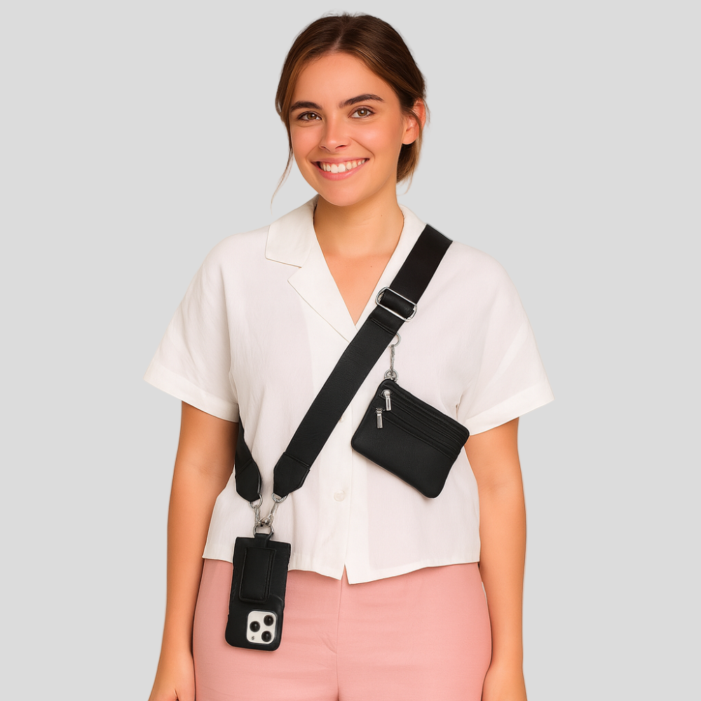 SecureZip | Stilfuld crossbody-telefonholder med pung