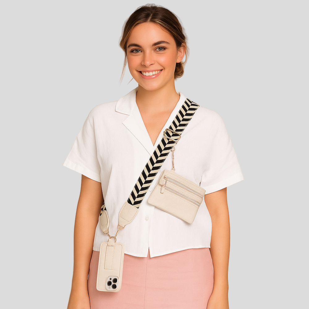 SecureZip | Stilfuld crossbody-telefonholder med pung
