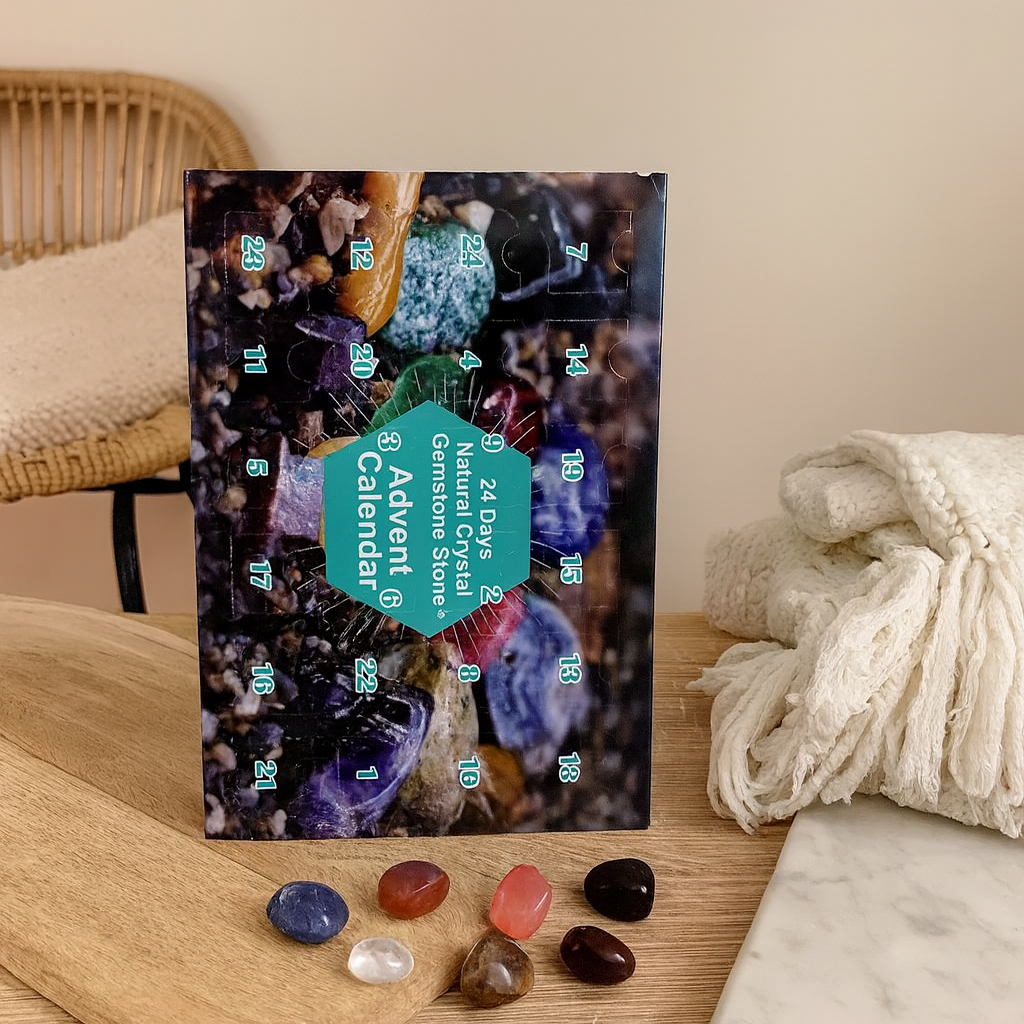 CrystalTreasures | Edelstene-ventskalender med 24 naturkrystaller