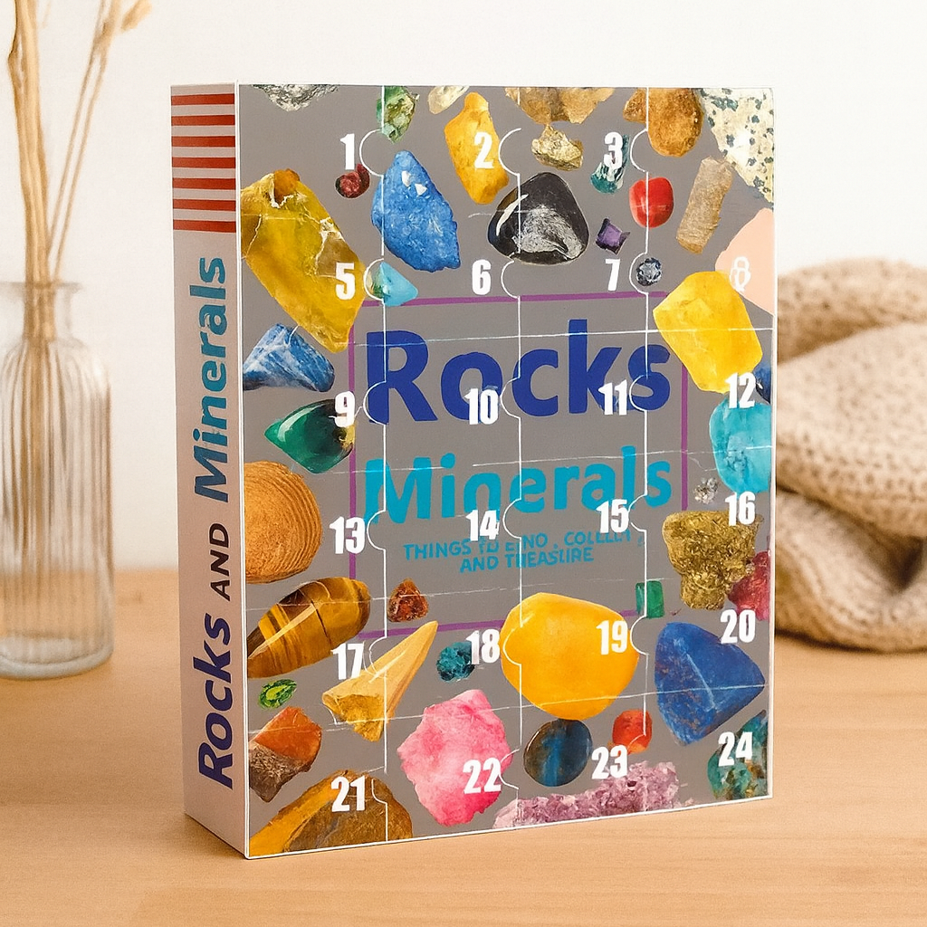 CrystalTreasures | Edelstene-ventskalender med 24 naturkrystaller