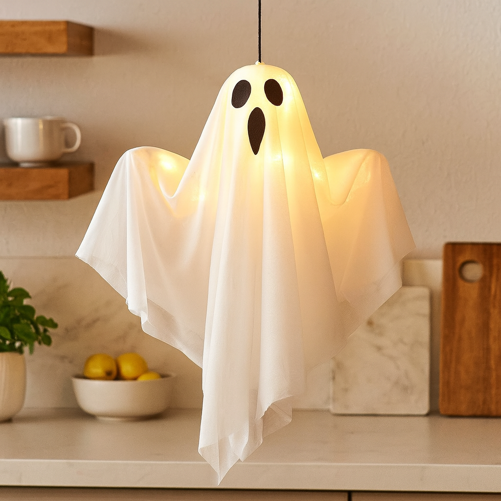 Spøgelses Lanterner med LED Lys – 3 stk. Hængende Halloween Dekoration