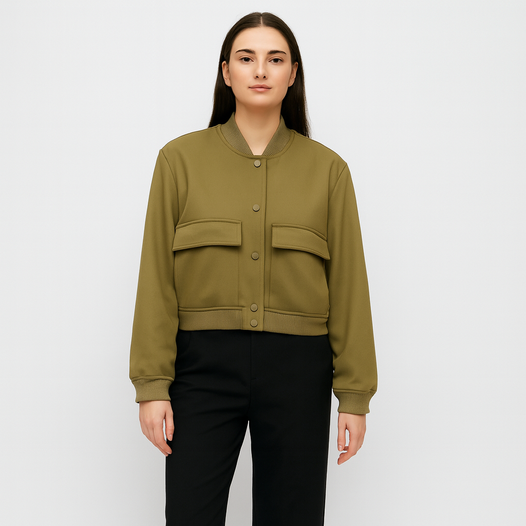 Beige blouson aviatør til kvinder – afslappet og behageligt look