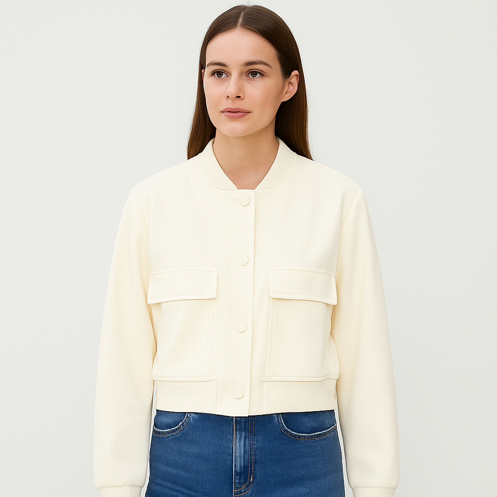 Beige blouson aviatør til kvinder – afslappet og behageligt look