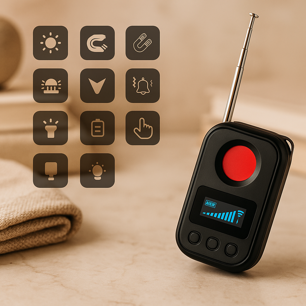Anti-spionagesensor med EMF-, infrarød- og magnetisk detektion – USB-genopladelig