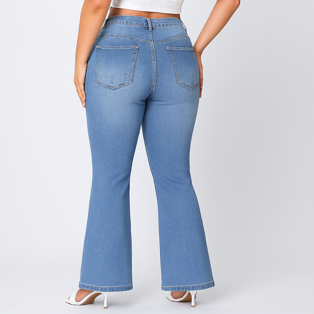 Marie – Damernejeans med højt bånd og flare – Klassisk pasform i stretch-denim