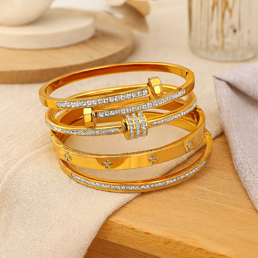 4-delt premium armbåndsæt i rustfrit stål – Klassisk stil