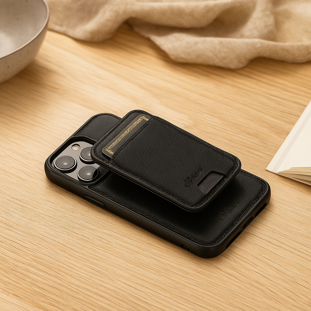2-i-1 Magnetindlæg til iPhone 15 Pro Max/14 Plus/13/12 – PU-læder, trådløs opladning mulig