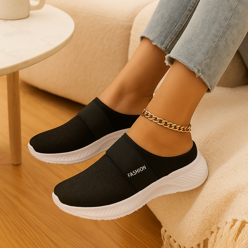 Dame-sandaler med slip-on-design – Åndbart mesh-overmaterial, blødt polstret indersål og slidstærk gummisål