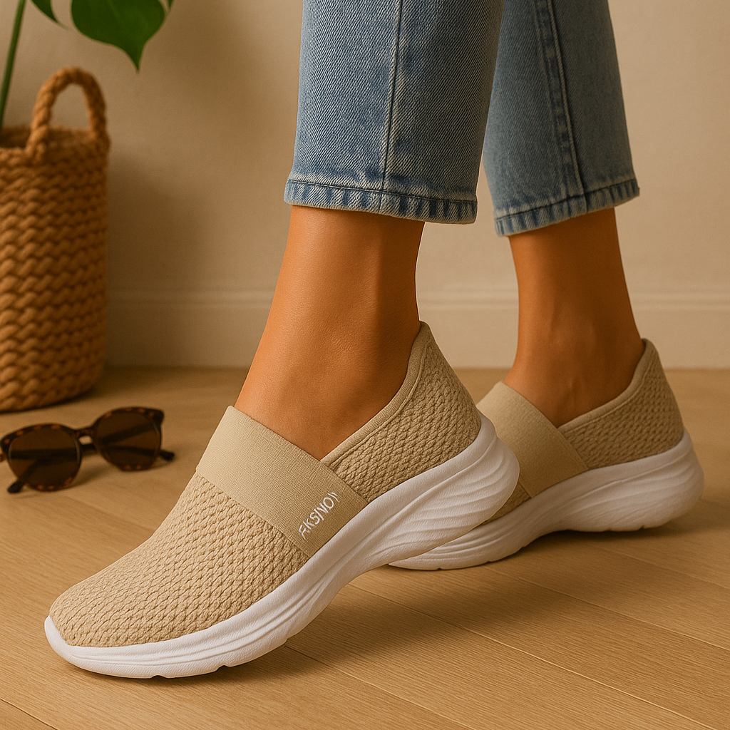 Dame-sandaler med slip-on-design – Åndbart mesh-overmaterial, blødt polstret indersål og slidstærk gummisål