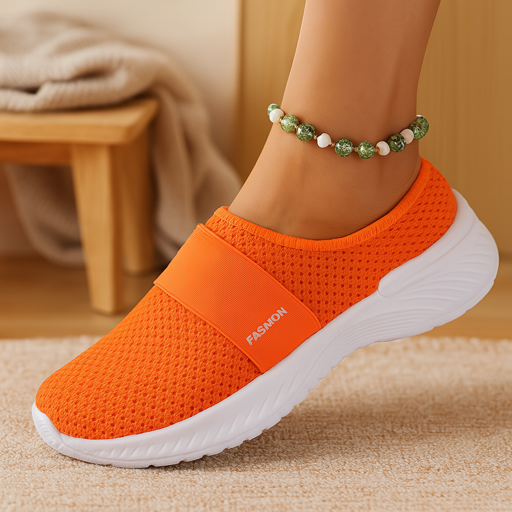 Dame-sandaler med slip-on-design – Åndbart mesh-overmaterial, blødt polstret indersål og slidstærk gummisål