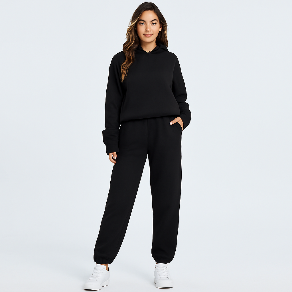 Ultimative komfortsæt med hoodie og joggingbukser – Behageligt 2-delt loungewear til kvinder