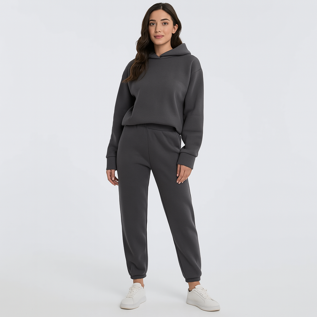 Ultimative komfortsæt med hoodie og joggingbukser – Behageligt 2-delt loungewear til kvinder