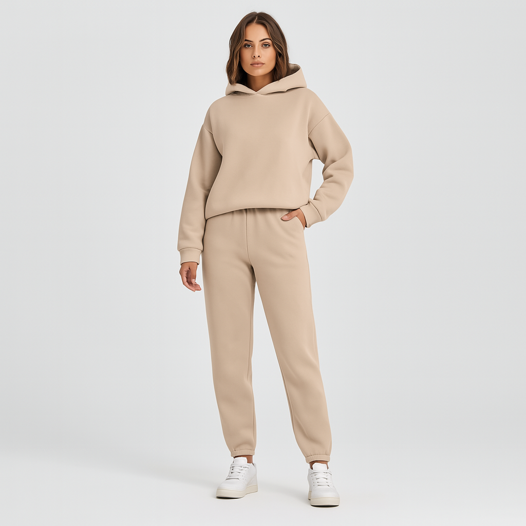 Ultimative komfortsæt med hoodie og joggingbukser – Behageligt 2-delt loungewear til kvinder