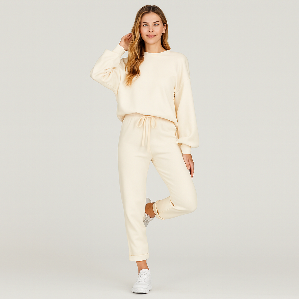 Elegant damemode træningssæt – stilfuldt loungewear-sæt til hjemmet eller fritid