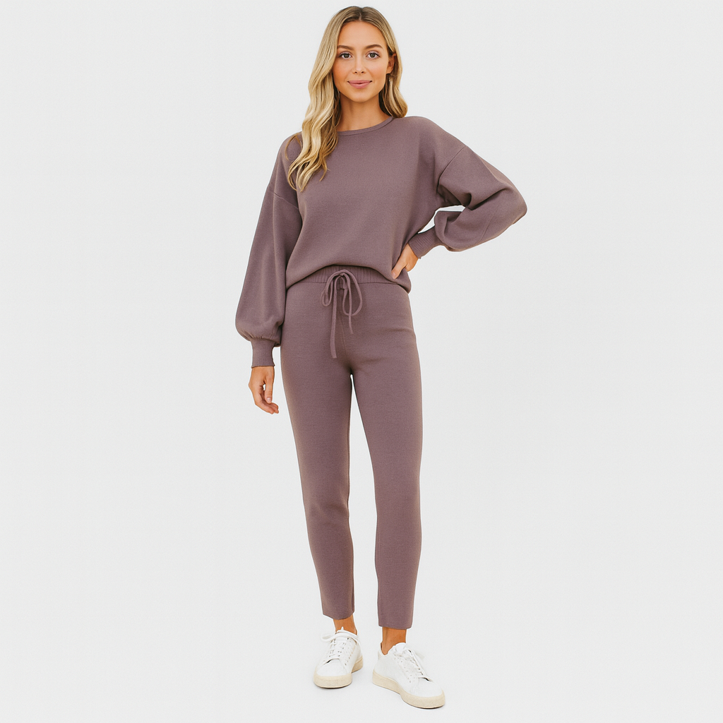 Elegant damemode træningssæt – stilfuldt loungewear-sæt til hjemmet eller fritid