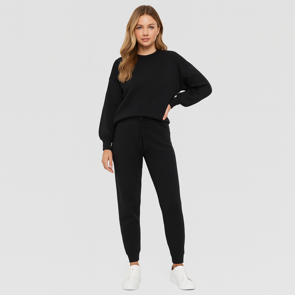 Elegant damemode træningssæt – stilfuldt loungewear-sæt til hjemmet eller fritid