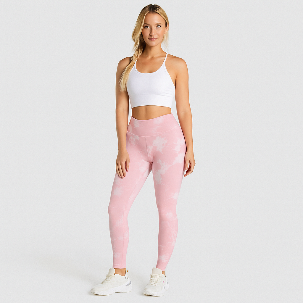Elegant marmor-batik-yogabukser – stilfulde og sporty activewear til damer