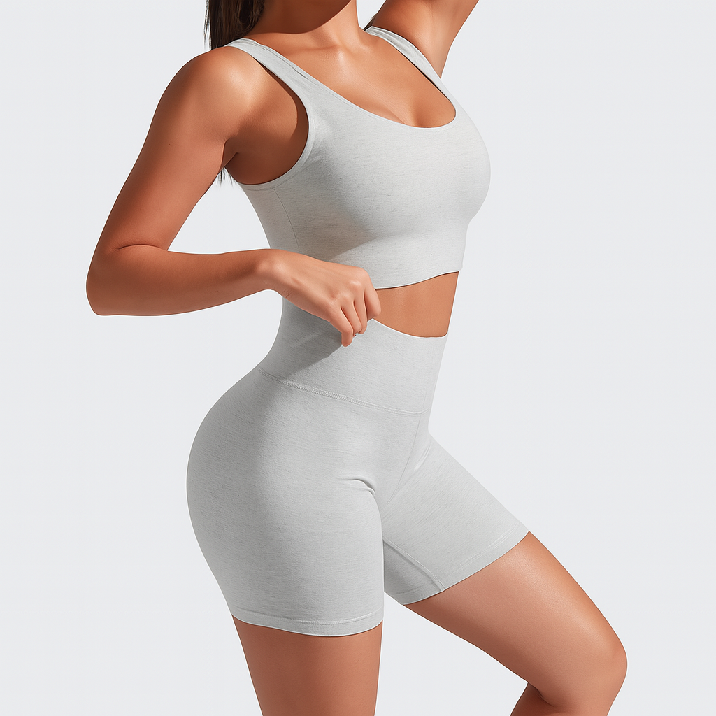 Dame Seamless Ribbet Yoga- & Pilates-Set – Fitness-outfit med Sport-BH & Leggings