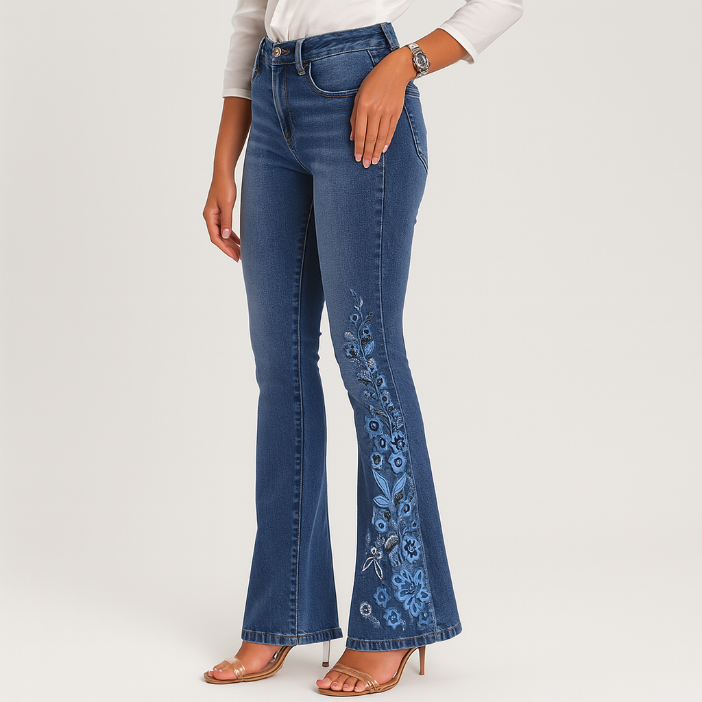 Yve – Dame Stretch-Jeans med bred bensnit – afslappet bredbent stil