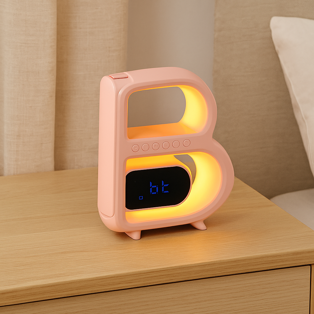 EchoRise – Smart Vækkeur med RGB-lys og Trådløs Højttaler