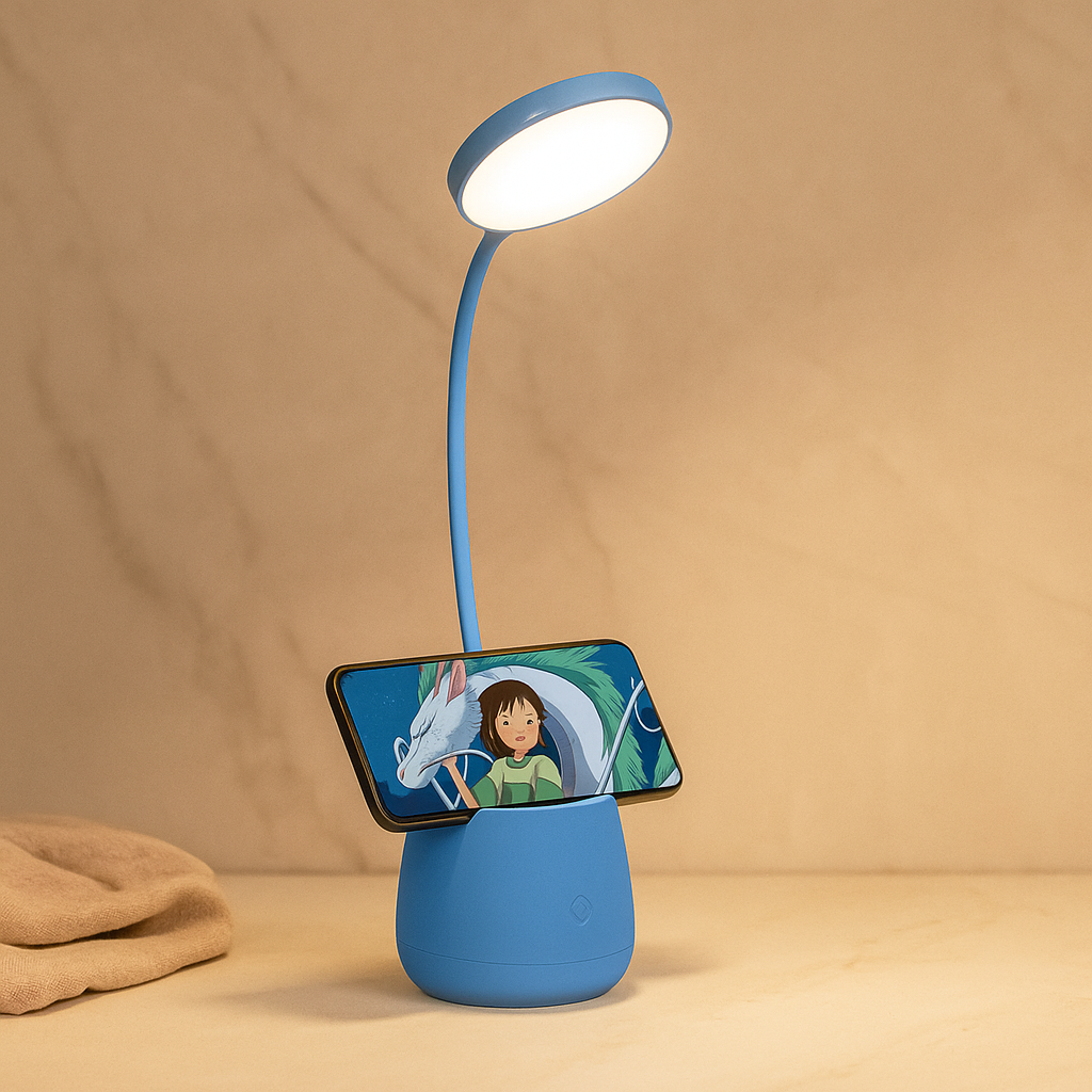 LumoGrip - Skrivebordslampe med touchbetjening, organizer og telefondock