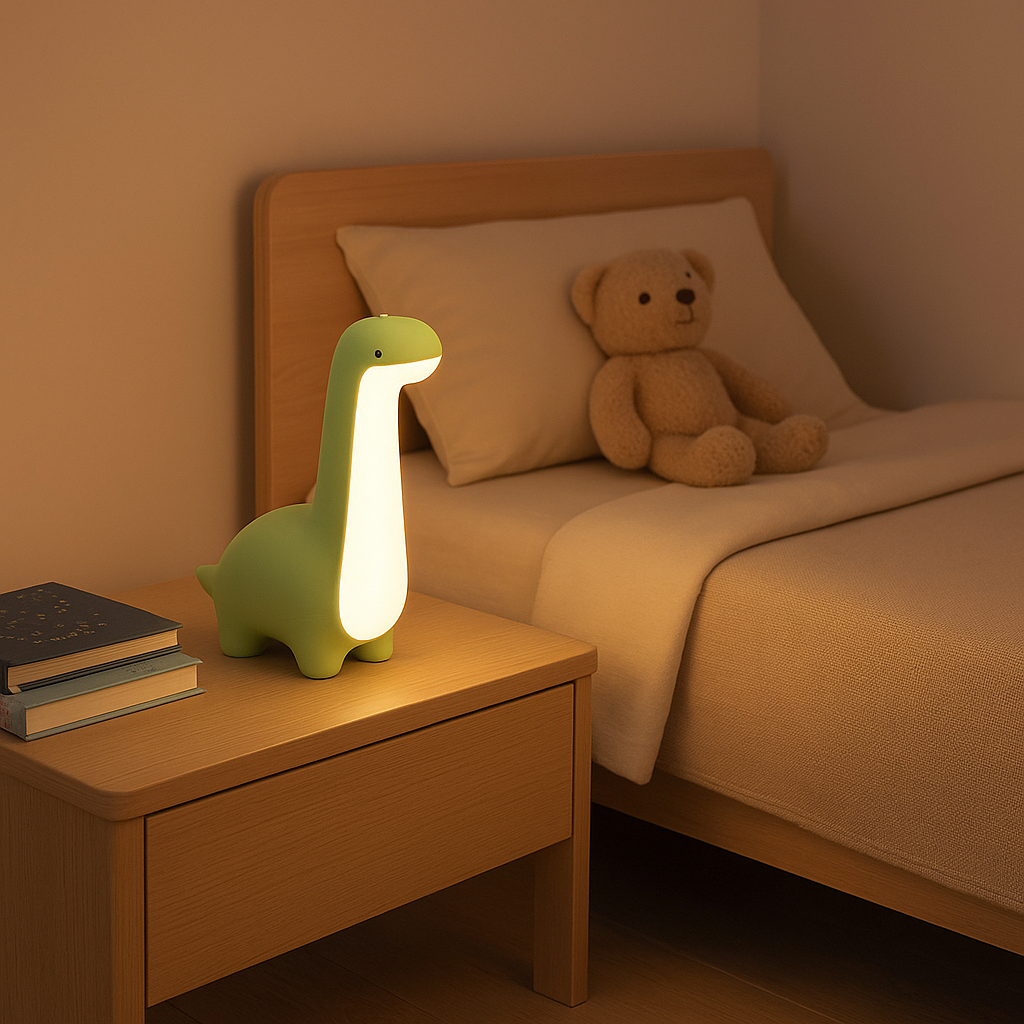 DinoGlow - Beroligende Natlampe til Børn i Dinosaurdesign