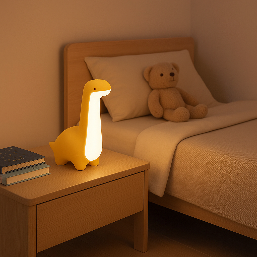 DinoGlow - Beroligende Natlampe til Børn i Dinosaurdesign