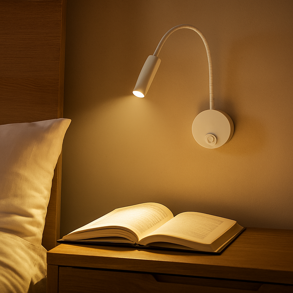 LumaFlex – LED-natbordslampe med Fleksibel Svanehals og 360° Rotation