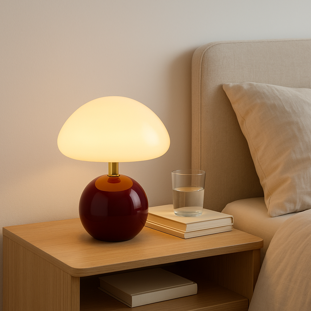MushGlow – Paddehatteformet bordlampe i elegant design