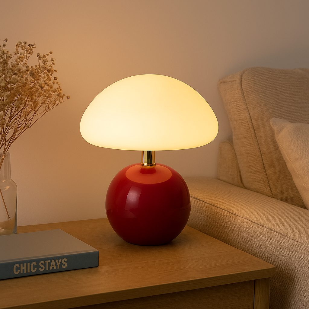 MushGlow – Paddehatteformet bordlampe i elegant design