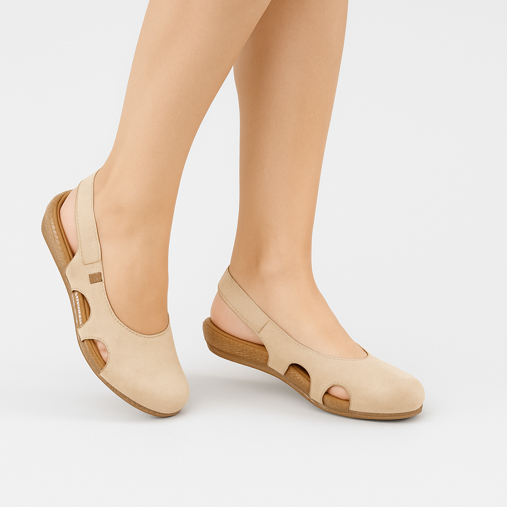 Bernadeth – Komfortable Slingback Sandaler med Udskæringsdetaljer og Korksål