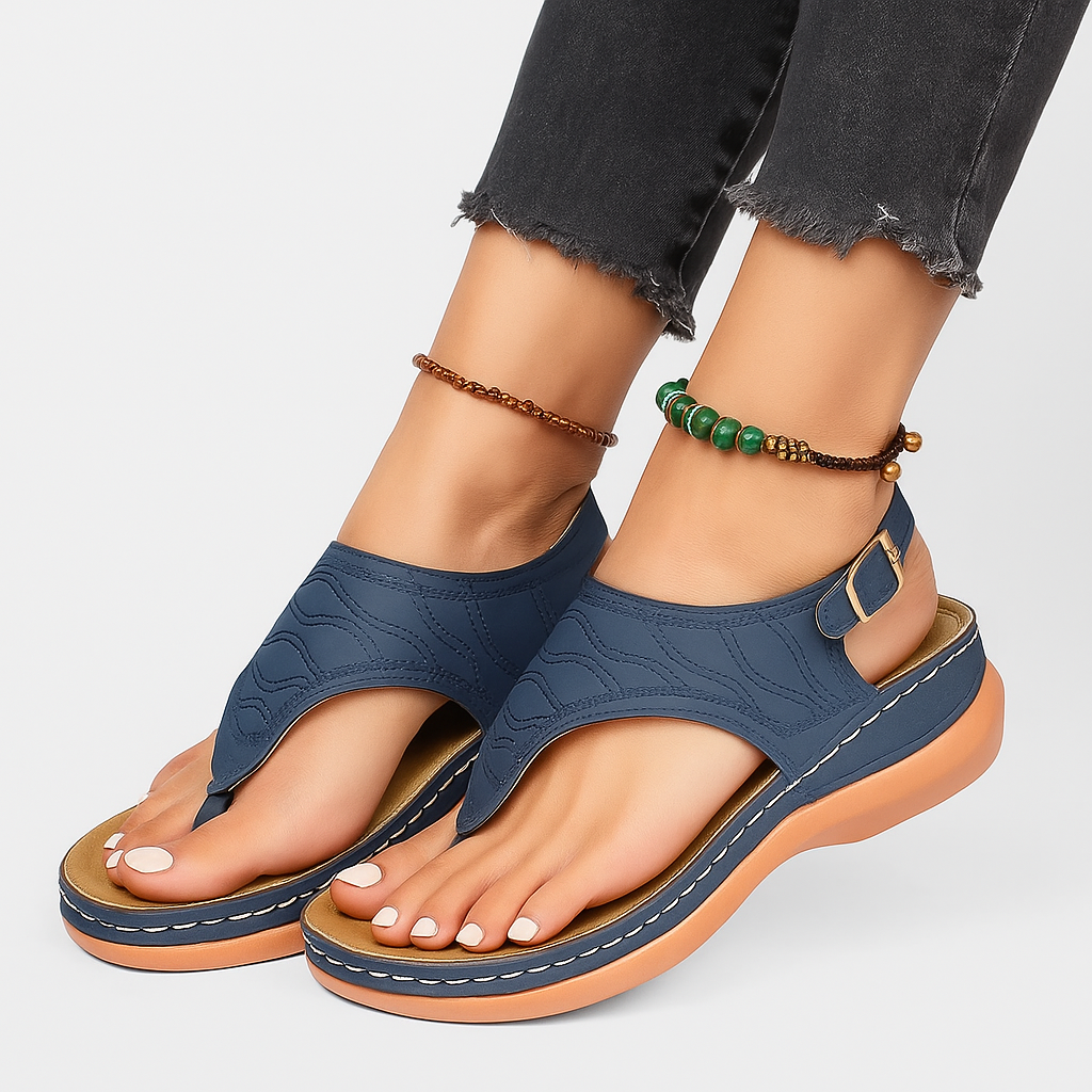 Sandra – Stilrene Tåsandaler med Spænde og Flatform Sål