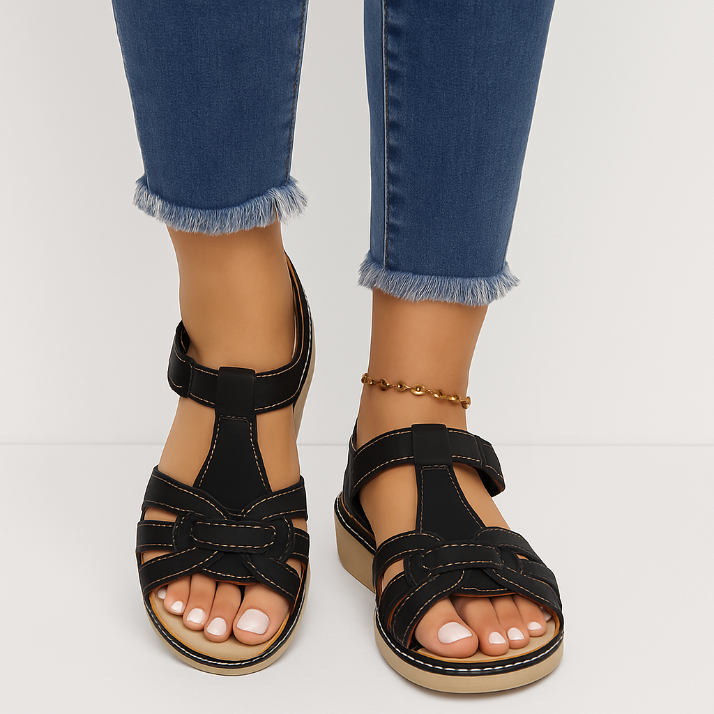 Carmela – Komfortable Flatform Sandaler med Remme og Spænde