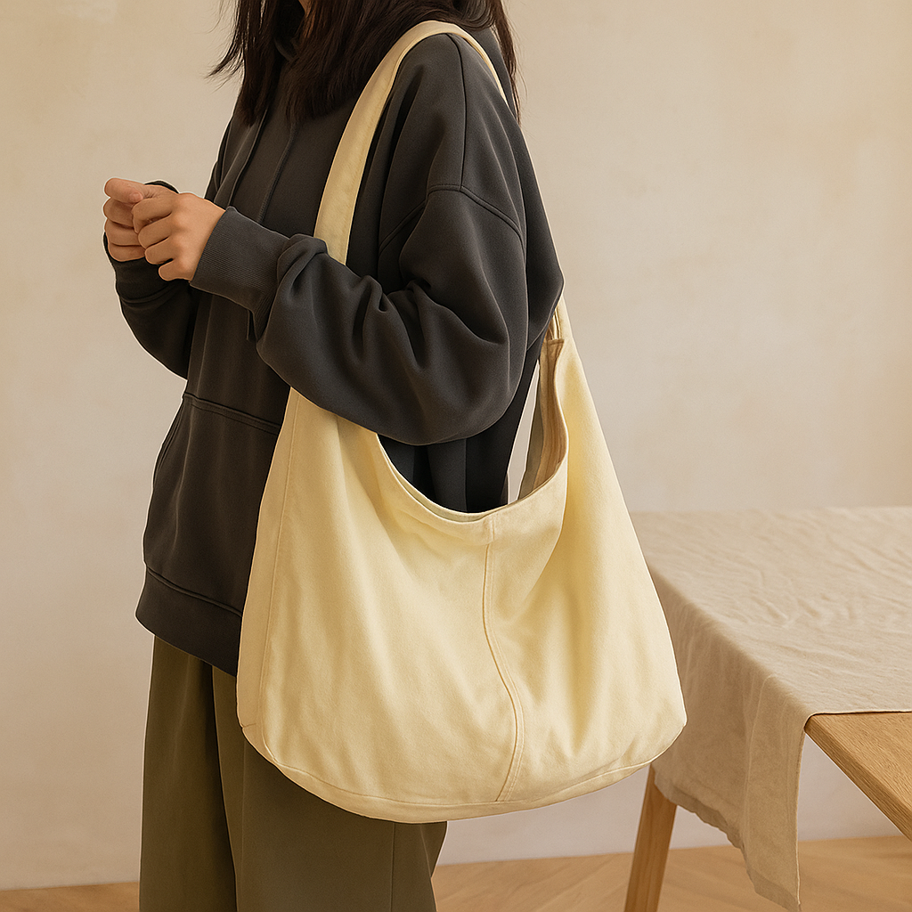 Modra – Stor Slouchy Skuldertaske i Lærred