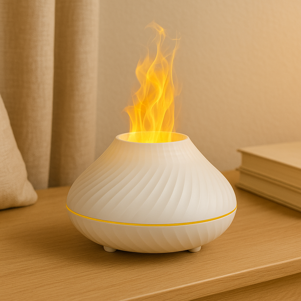 FlameMist Duftspreder – USB Æterisk Olielampe med Vulkanisk Glød