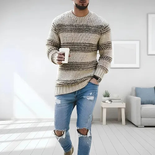 James - Casual Stribet striktrøje til mænd