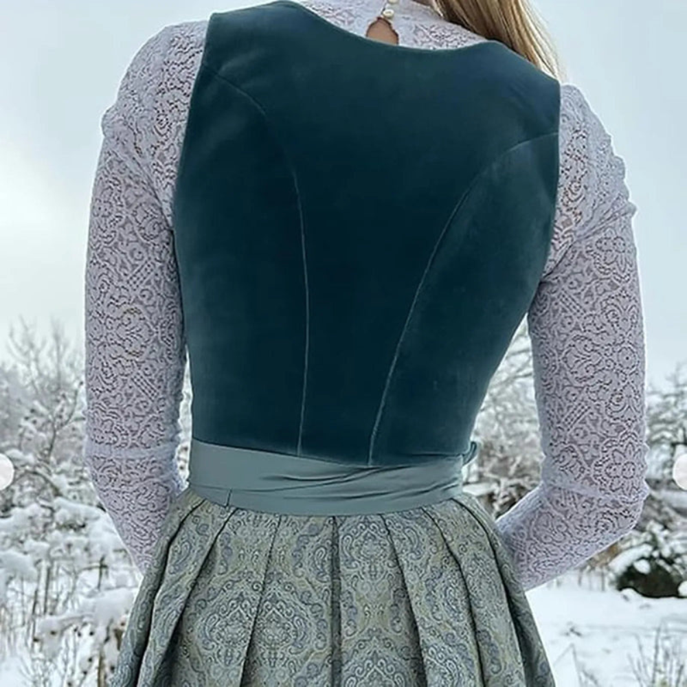 Damen broderet vintage Dirndl kjole | midi