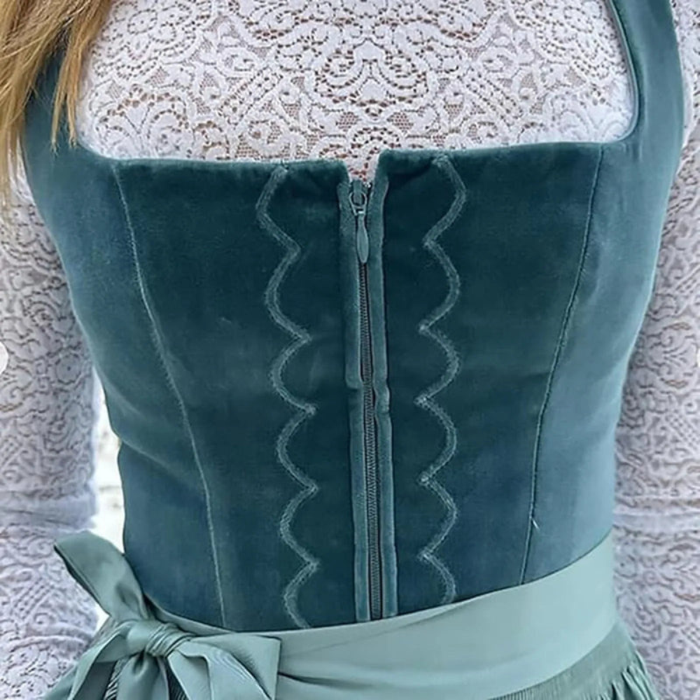 Damen broderet vintage Dirndl kjole | midi