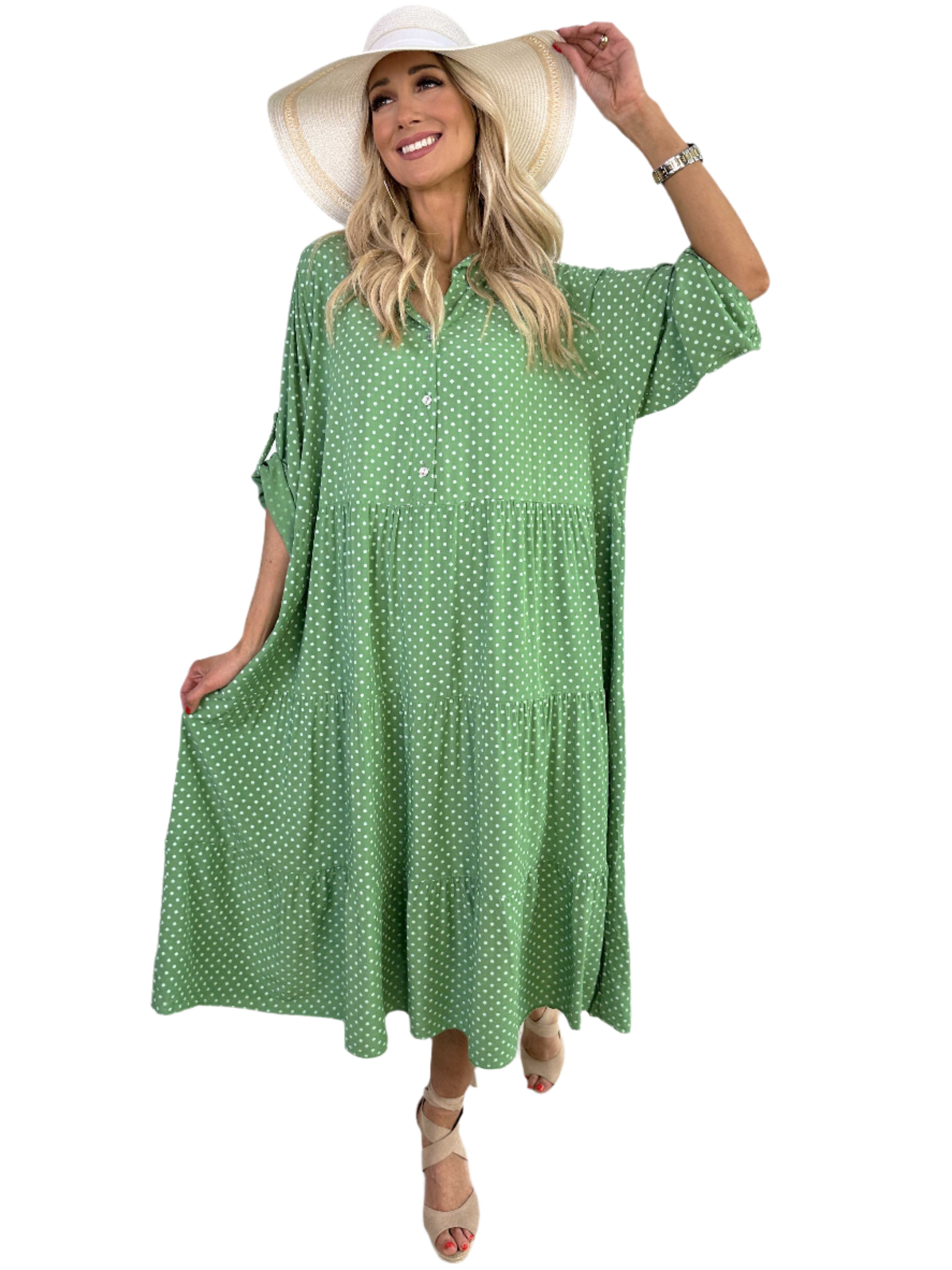 Margareth - Elegant Prikket Midikjole