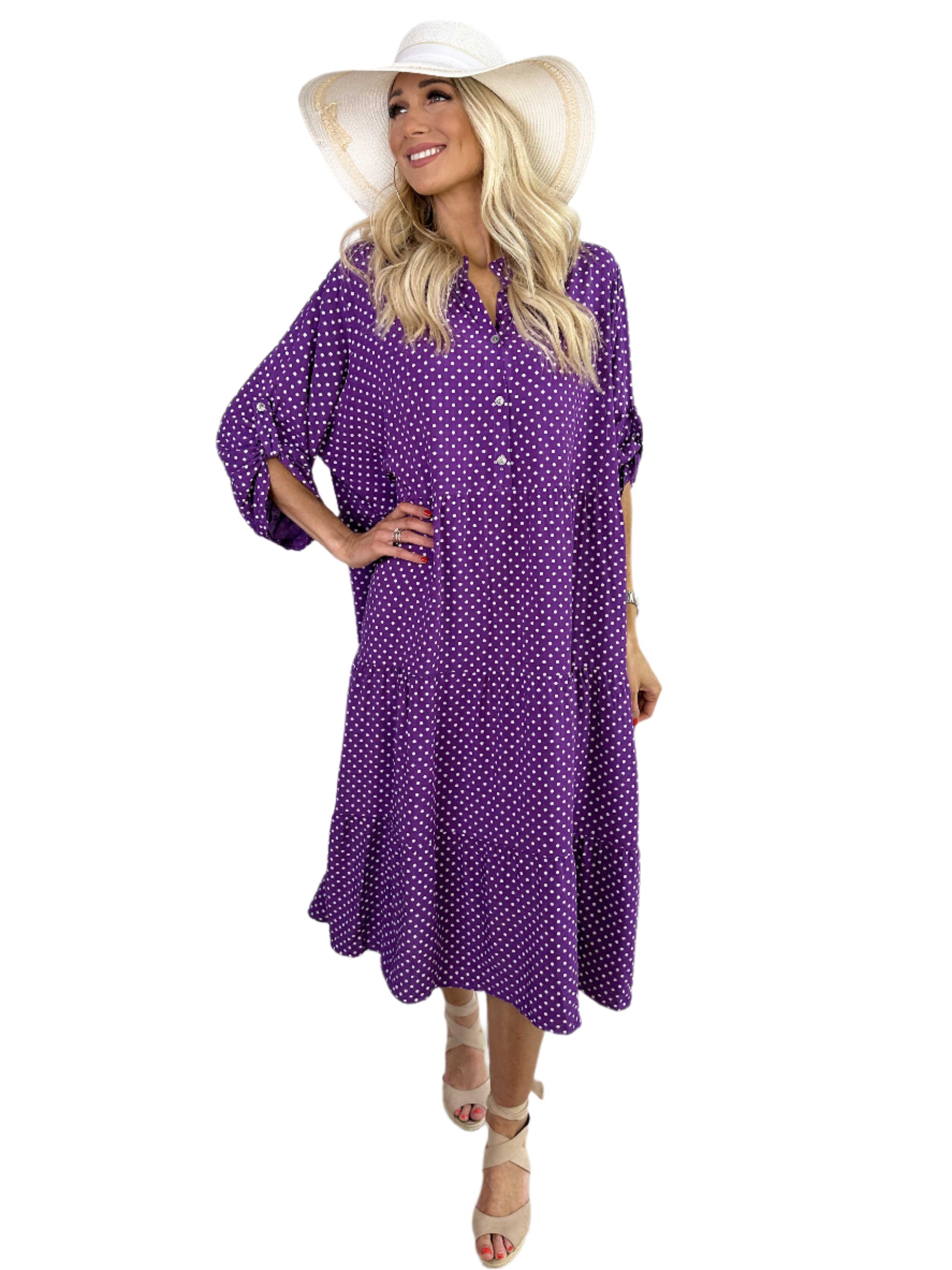 Margareth - Elegant Prikket Midikjole