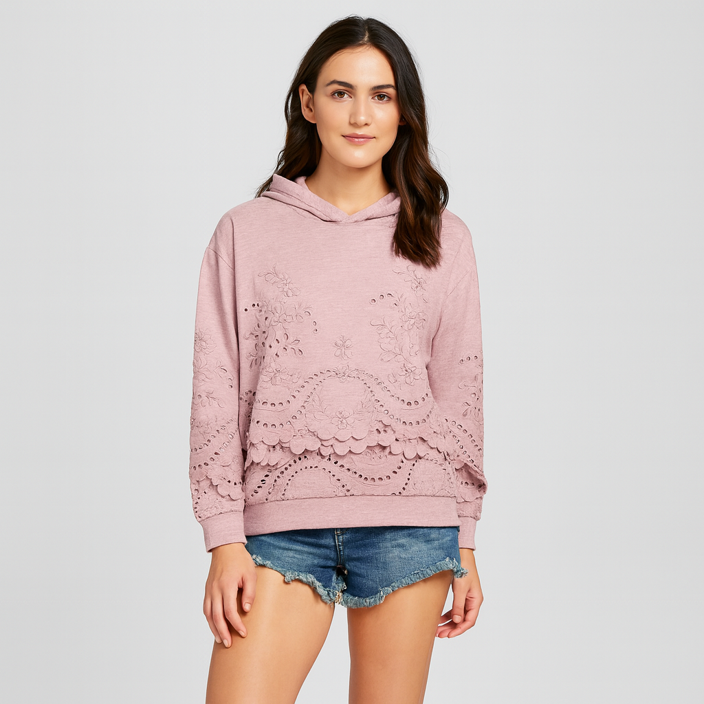Emryn | Hættetrøje med blomsterbroderi