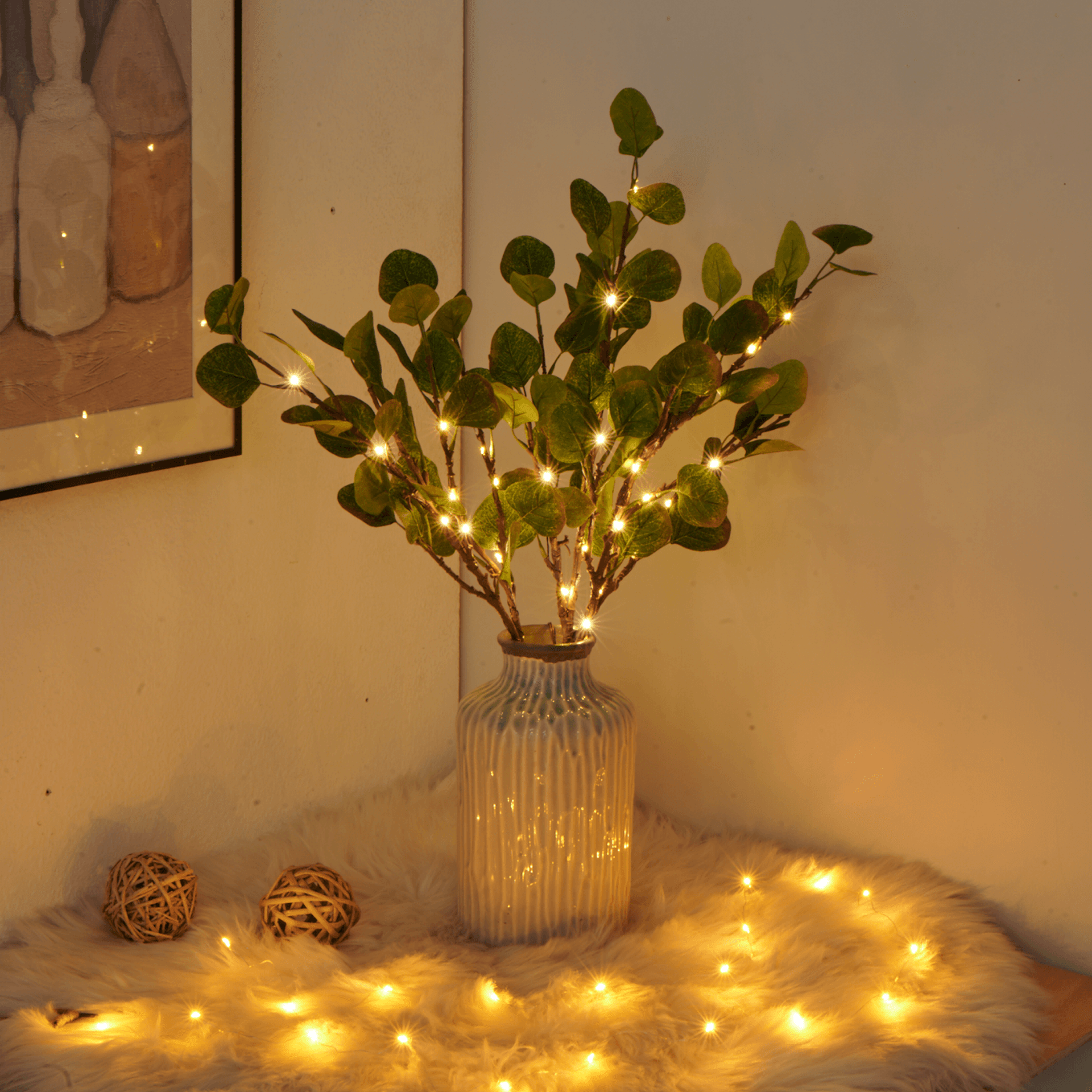 OliveLume LED-lampe – Naturlig Skønhed med Olivengren-Design