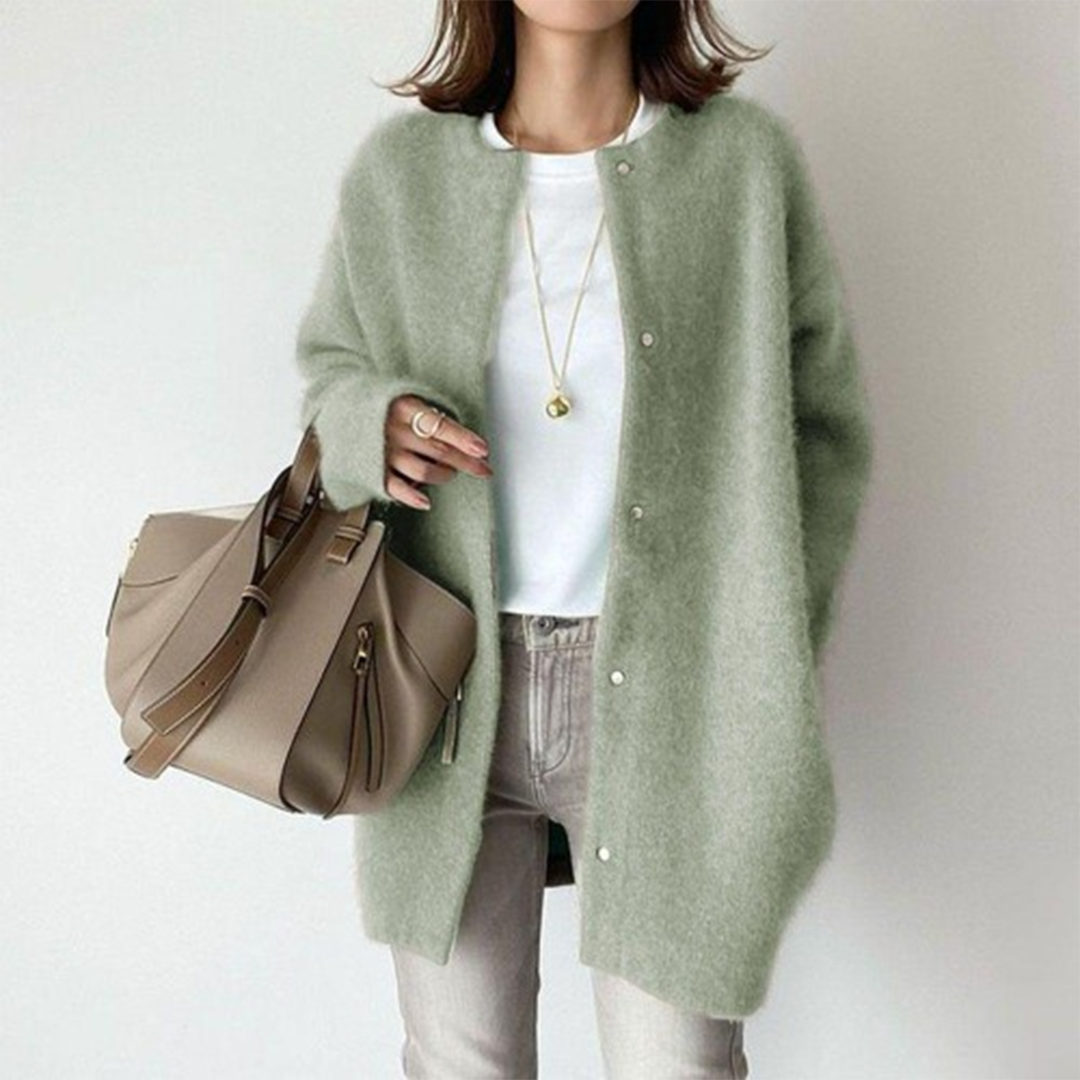 Sofia Elegant Langærmet Cardigan med Lommer
