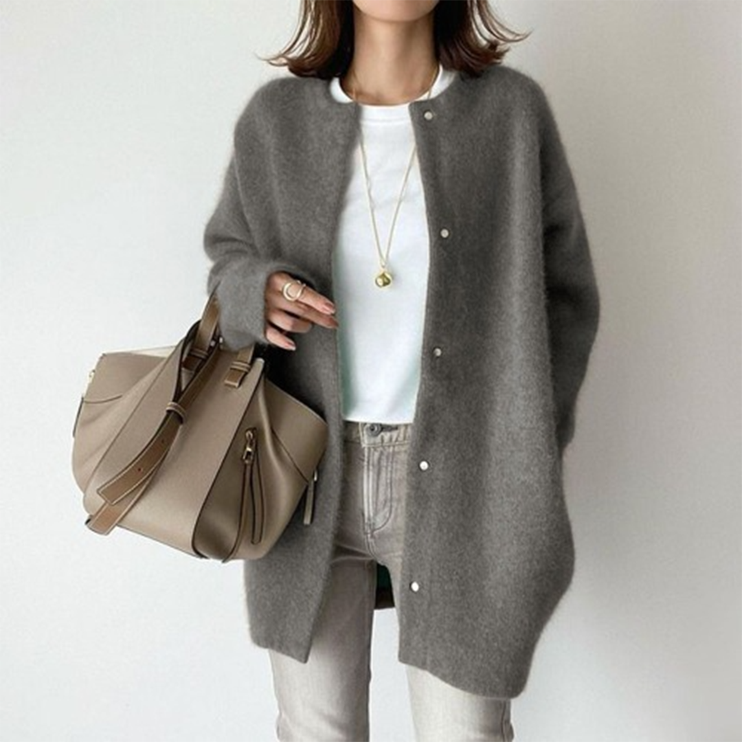 Sofia Elegant Langærmet Cardigan med Lommer