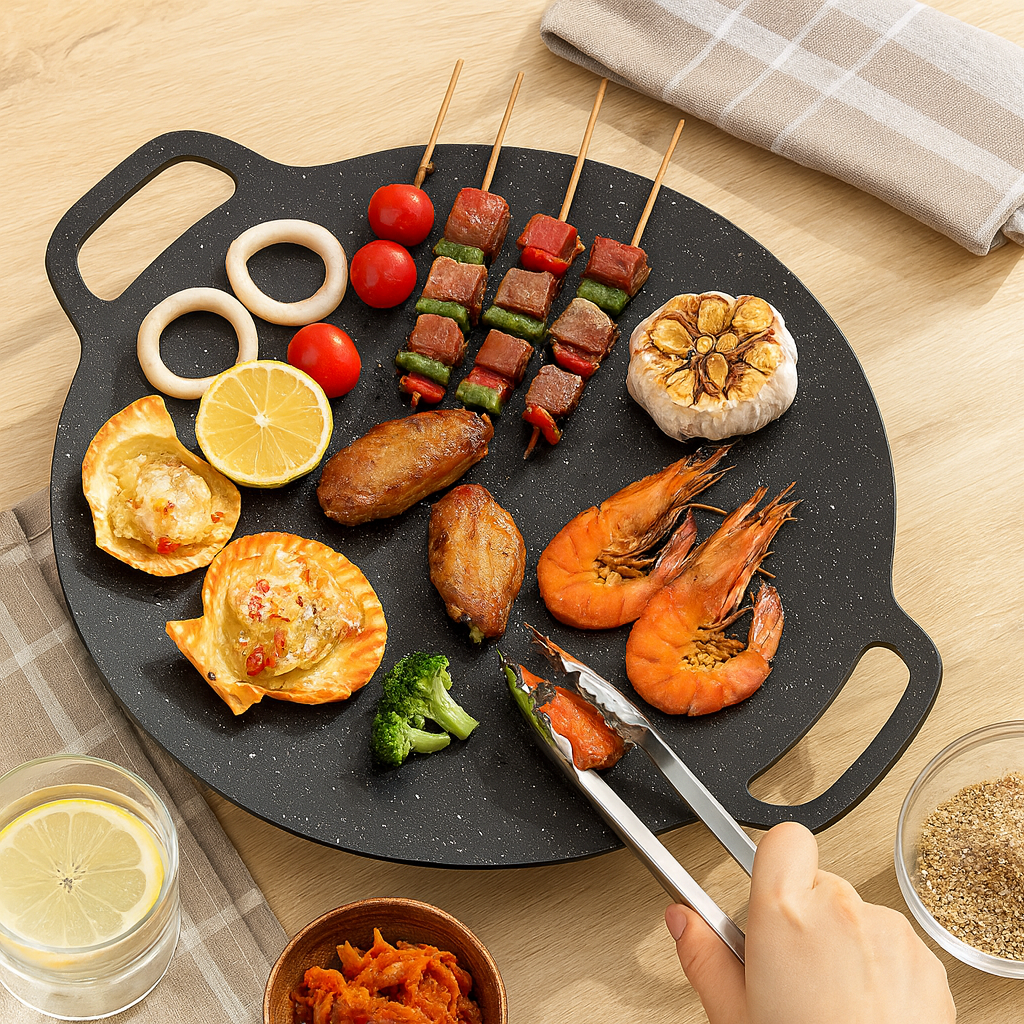 Grilvara | Rund grillpande i støbejern med non-stick belægning