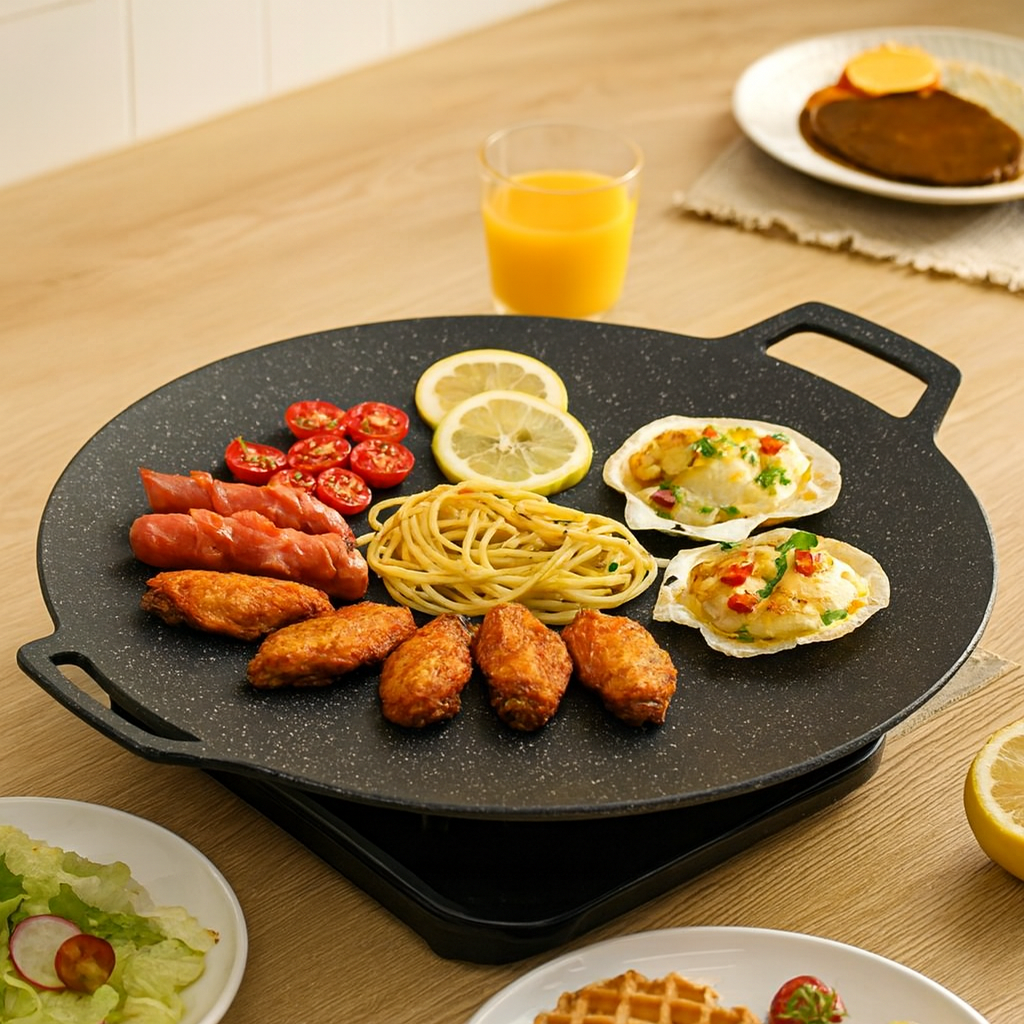 Grilvara | Rund grillpande i støbejern med non-stick belægning