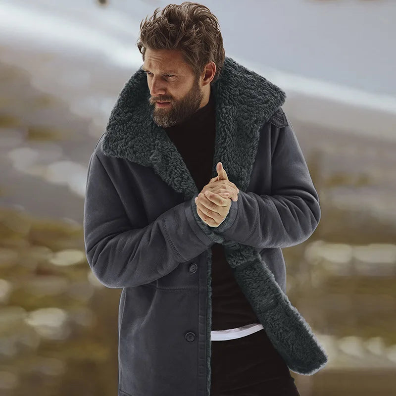 Elias - Varm fleeceforet jakke med revers og knapper