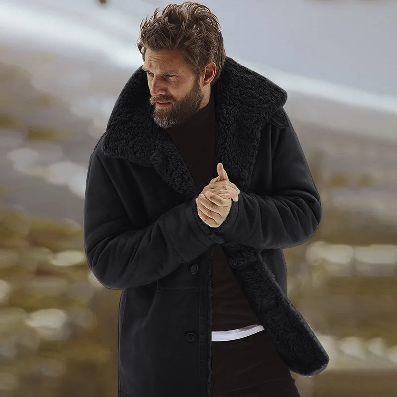 Elias - Varm fleeceforet jakke med revers og knapper