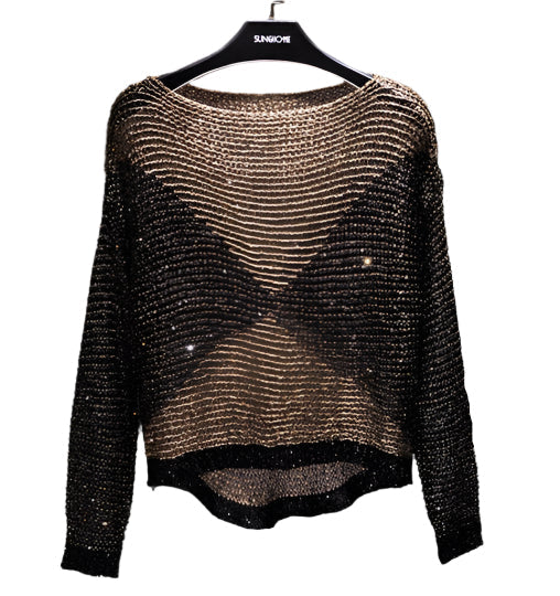 Ofelia - Glitrende Geometrisk Cropped Sweater