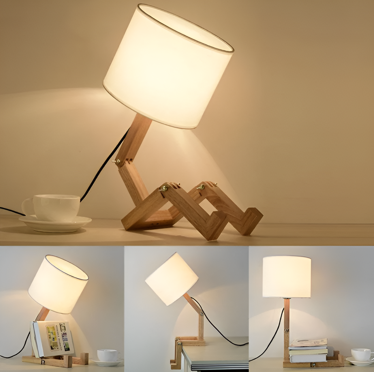 Orion – Robotiserbar Skrivebordslampe med Justerbar Belysning og Praktisk Bogholder